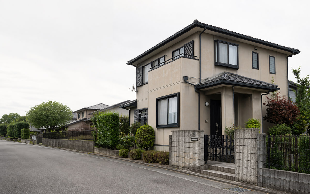 外壁塗装前の建物全景を比較する施工記録
